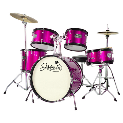 Image of Tiger 5 Piece Junior Drum Kit - Drum Set for Kids in Pink with 6