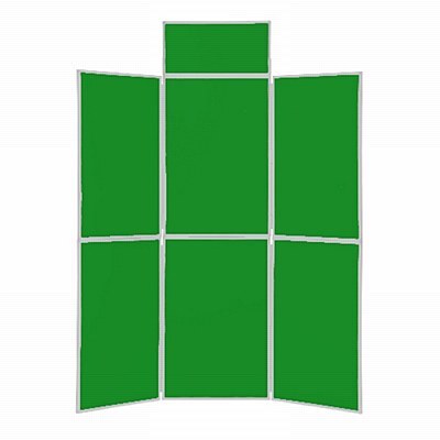 6 Panel Folding Display Stand Grey Frame/Green Fabric