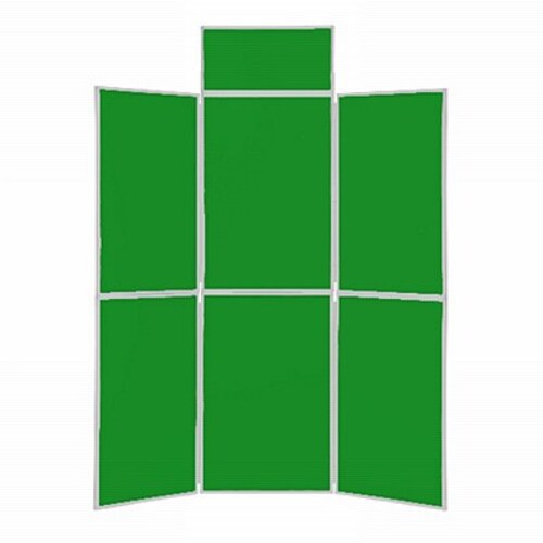 6 Panel Folding Display Stand Grey Frame/Green Fabric