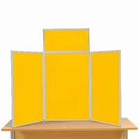 Image of 3 Panel Maxi Desk Top Display Stand Grey Frame/Yellow Fabric
