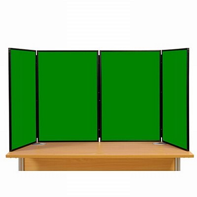 4 Panel Maxi Desk Top Display Stand Black Frame/Green Fabric