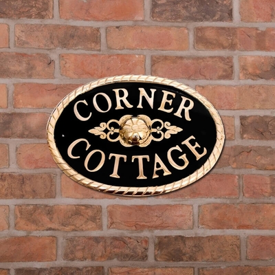Brass Rope Rim Oval House Sign - 19 x 14cm