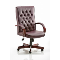 Image of Chesterfield Traditional Leather Armchair Burgundy