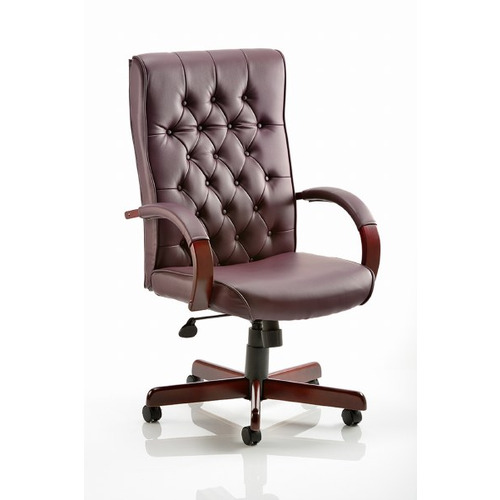 Chesterfield Traditional Leather Armchair Burgundy