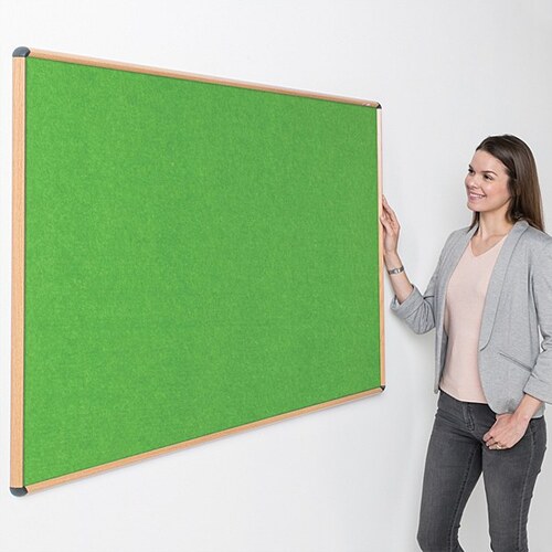 Shield Wood Effect Alu Frame Eco-Colour Noticeboard 1200 x 1800mm APPLE GREEN