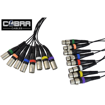 Cobra XLR Female To XLR Male Loom 8 Way Lead 10m