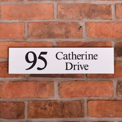Granite Address Sign with painted background - 40.5 x 10cm