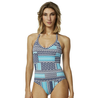 Moontide Patchwork Underwired Halterneck Scoop Neck Swimsuit
