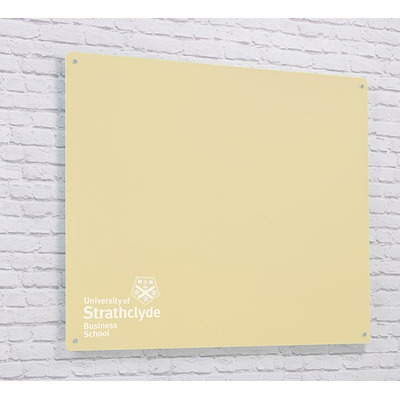 Magnetic Glass Board with your Logo 600 x 450mm Cream