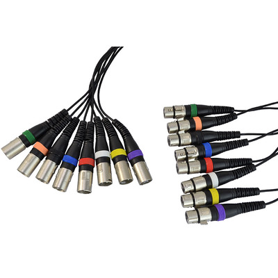 8 Way Patch Cable Loom XLR Female to XLR Male 3m