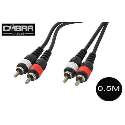 2 x RCA to 2 x RCA Phono Audio Leads - 0.5m High-Quality Stereo Cables