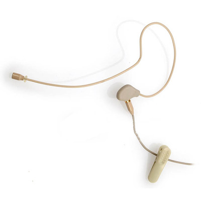 Single Ear Discreet Headset with 4 Pin Mini XLR Beige