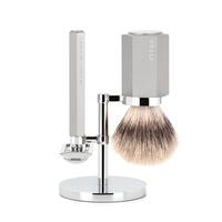 Image of Muhle Hexagon Pure 3-Piece Silvertip Synthetic Shaving Set