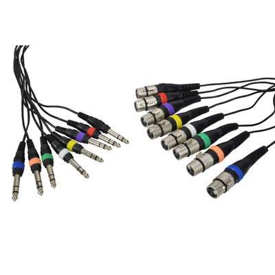 8 Way XLR Female To Stereo Jack Patch Lead Loom 3m