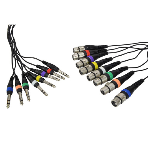 8 Way XLR Female To Stereo Jack Patch Lead Loom 3m