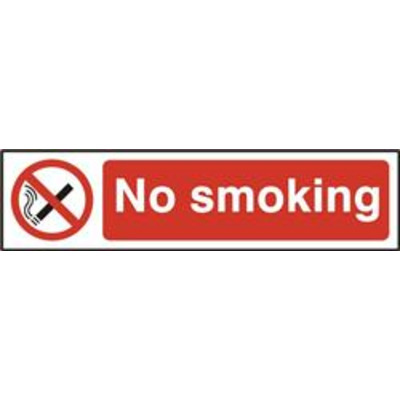ASEC No Smoking 200mm x 50mm PVC Self Adhesive Sign - 1 Per Sheet