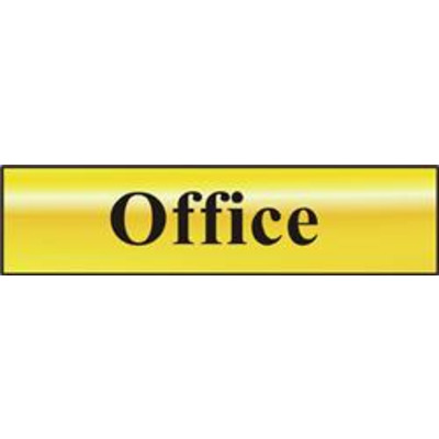 ASEC Office 200mm x 50mm Gold Self Adhesive Sign - 1 Per Sheet