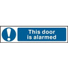 Image of ASEC This Door Is Alarmed 200mm x 50mm PVC Self Adhesive Sign - 1 Per Sheet
