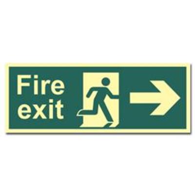 ASEC Photoluminescent Fire Exit Arrow Direction Sign 400mm x 150mm - Right