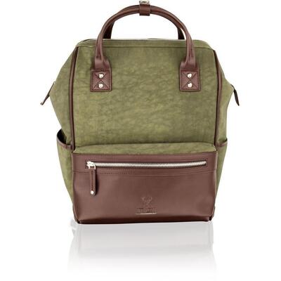 Woodland Leather Olive Country-Style Rucksack / Backpack - 14.5”