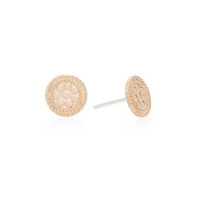 Tiny Circle Stud Earrings - Gold