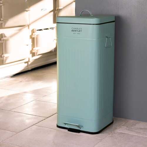 30L Square Retro Kitchen Pedal Bin Heritage Green