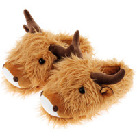 Image of Aroma Home Fuzzy Friend Slippers - Highland Cow