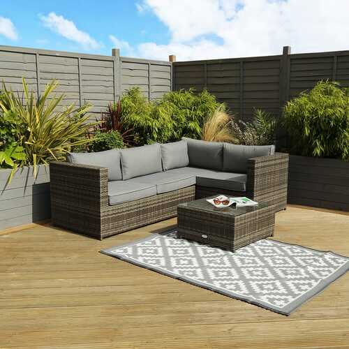 Diamond Lightweight 100% Weatherproof Rug, Grey