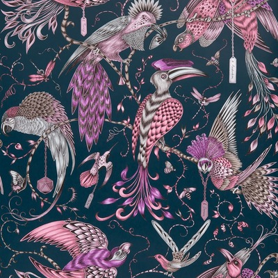 Emma J Shipley Animalia Audubon Wallpaper Pink W0099/04
