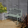 Decorative Wrought Iron Bench - Sage Green from Charles Bentley