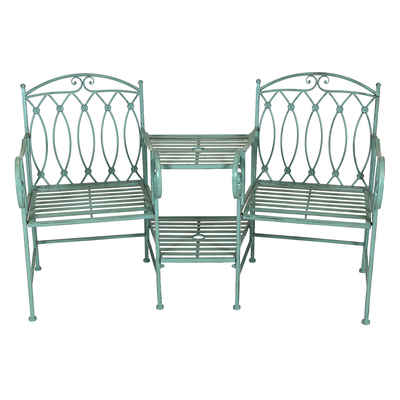 Heritage Green Decorative Rustic Metal Garden Companion Seat