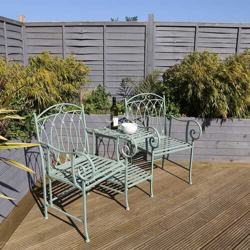 Heritage Green Decorative Rustic Metal Garden Companion Seat