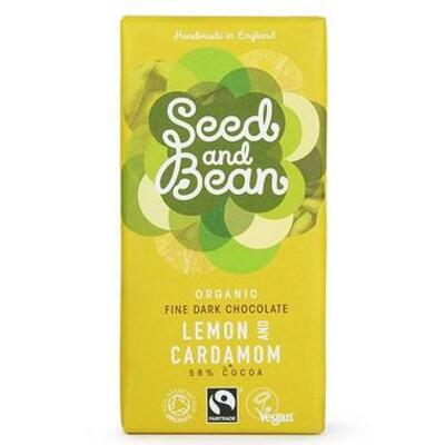 Seed & Bean - Organic Fairtrade Lemon & Cardamom Dark Chocolate Bar (75g)
