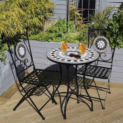 Black and Grey Mosaic Bistro Set