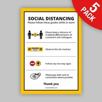 Image of Social Distancing Poster A2, Pack of 10 with Snapframes for Retail