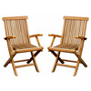 Image of Pair of Folding Teak Garden Arm Chairs