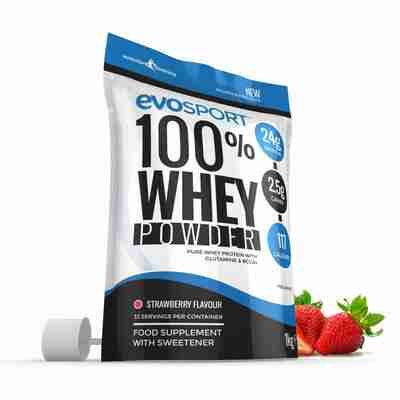 EvoSport 100% Whey Protein Powder 1kg - Strawberry