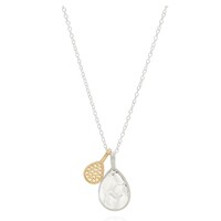 Image of Signature Hammered & Dotted Double Drop Necklace - Silver & Gold