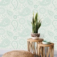 Paisley Crescent Wallpaper Pale Verdigris Mini Moderns AZDPT019PV