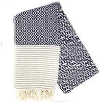 Navy Blue & White Hammam Towel - Genuine Turkish Towel｜Harfi