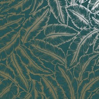 Image of Elgin Tropical Leaf Wallpaper Teal/Gold Holden 65733