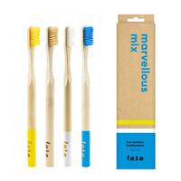 Image of F.E.T.E Toothbrush MultiPack Medium Natural Yellow White Blue 1 brush