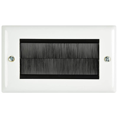 Double Steel Brush Wall Plates for Cable Entry 2 Gang Size