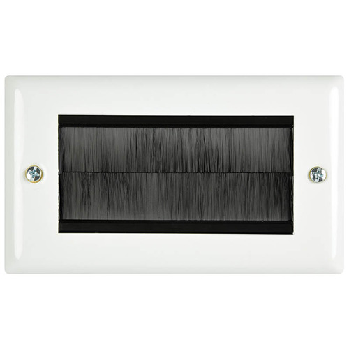 Double Steel Brush Wall Plates for Cable Entry 2 Gang Size