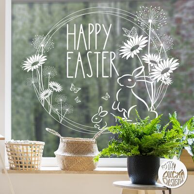 Easter Bunny Ring Window Decal - Large / Read from inside