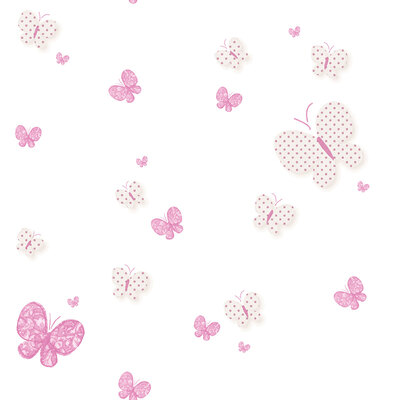 Little Explorers Butterflies Wallpaper Cream and Pink Galerie 5458