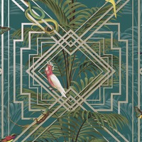 Image of Congo Geometric Wallpaper Teal Holden 13055