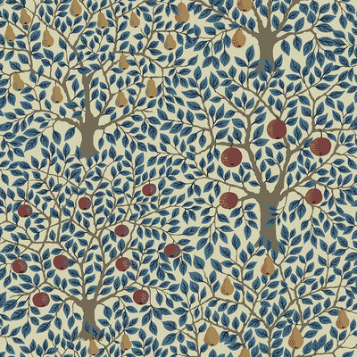 Apelviken Apples And Pears Wallpaper Blue Galerie 33013