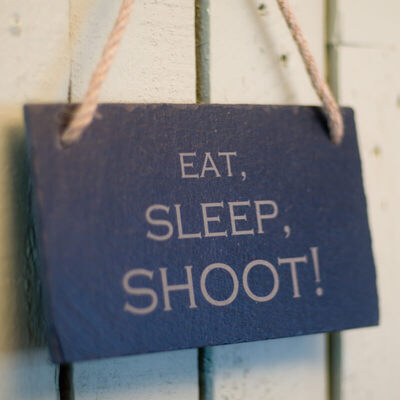Eat sleep shoot - Slate Hanging Sign - perfect gift for a photographer