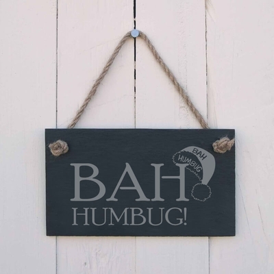 Christmas Slate hanging sign - "BAH Humbug"